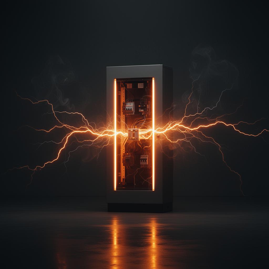 Elektrische installatie met neon oranje gloed